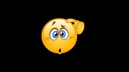 Animation of a confused emoticon scratching his head including alpha channel - Powered by Adobe