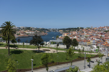 Douro river, Porto and the Jardim do Morro garden