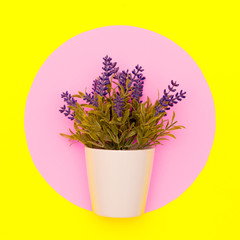 Artificial Flower in Pot Decor Minimal flat lay art