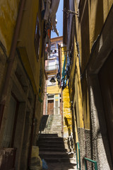Narrow street of old town of Porto
