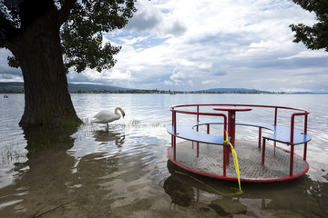 Spielplatz bei Hegne Hochwwasser 2016