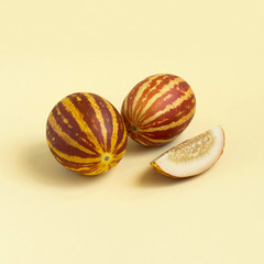 Mini melons with striped skin like watermelon