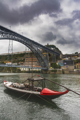 Boat next to Luiz I bridge, Porto, Portugal