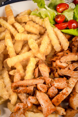 Greek gyros dis with fries and salad