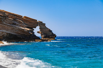 Rocks at Triopetra beach, Southern Crete, Mediterranean sea, Greece.
