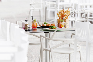 Breakfast table.