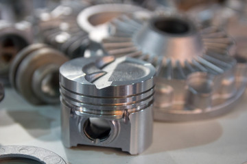 Metal products made by casting techniques closeup. Industry