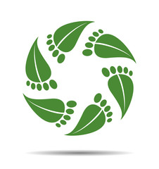 Symbol natural Cosmetics, leaves as footprint