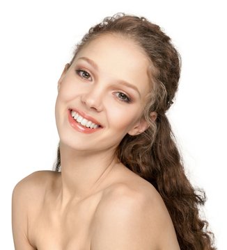 Attractive woman smiling - isolated image