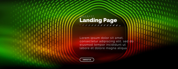 Neon glowing techno hexagon shape lines, hi-tech futuristic abstract background, landing page template