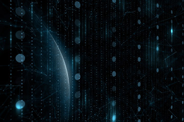 Obraz premium Futuristic digital earth planet in the universe. Illustration background.