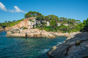 Landscape of a beautiful beach in a summer day on Mallorca, Balearic Island, Spain