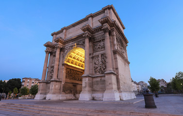 Fototapeta na wymiar Porte Royale - triumphal arch in Marseille, France. Constructed in 1784 - 1839