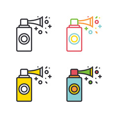 Party air horn flat simple line icons set.
