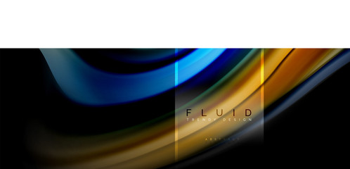 Fluid colors abstract background colorful poster, twisted liquid design on black, colorful marble or plastic wave texture backdrop, multicolored template for business or technology presentation or web