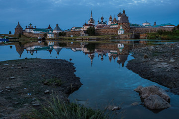 Beautiful russian Solovki Monastery at summer day