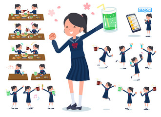 Fototapeta premium flat type school girl Sailor suit_party
