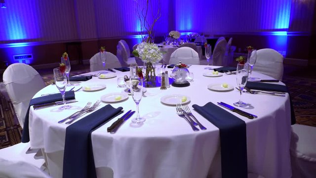 Blue reception hall table set