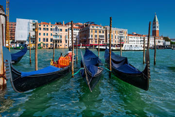 Fototapeta na wymiar Gondolas in Venice near Piazza San Marco