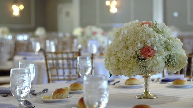 Flower arrangement on a banquet table