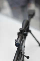 Long sniper rifle on bipod