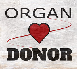 Organ donor design on wood grain texture