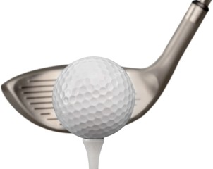 Closeup of Golf Club and Golf Ball