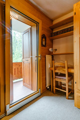 Renovated sliding door to the balcony. Comfort and ergonomic glass system. Laminated profile.
