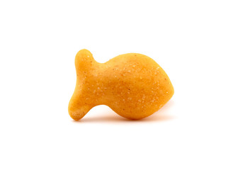 FIsh Shaped Cheese Crackers on a White Background