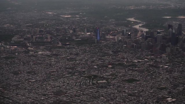 Aerial of Center City, Philadelphia as the sun rises