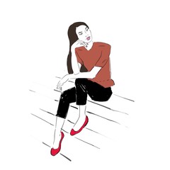 Lady in Red Flats