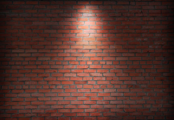 brick wall and spotlight.  scene illuminated spotlight.  bricks wall background.