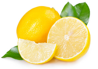 Fresh lemon on white background