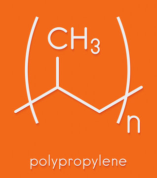 Polypropylene (polypropene, PP) plastic, chemical structure. Skeletal formula.