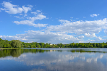 Plakat Recreation area in the North of Moscow, Russia consists of Golovin ponds and mikhalkovo estate