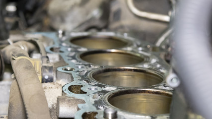 The disassembled car engine