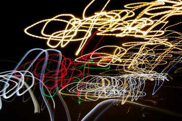 Color light abstraction with black background