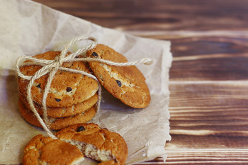 chocolate cookies on dark background