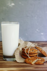 chocolate cookies on dark background
