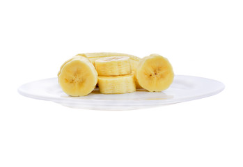 bananas in a plate isolated on a white background