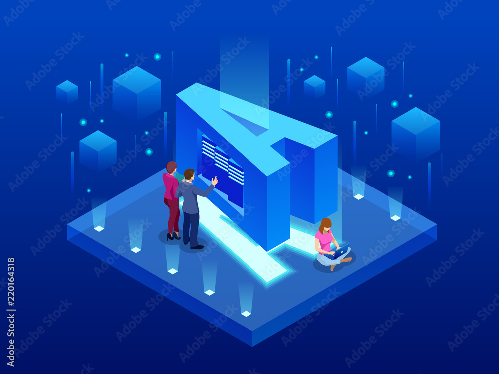 Poster isometric vector abstract big data visualization. futuristic a letter design. visual information com