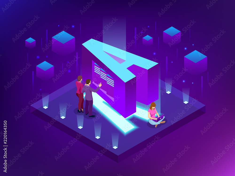 Poster isometric vector abstract big data visualization. futuristic a letter design. visual information com