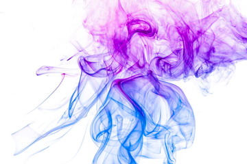 Colored smoke on white background