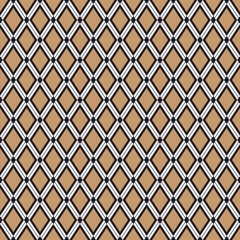 Seamless vintage geometric square rhombus pattern in black and gold