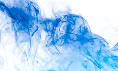 Blue smoke on white background