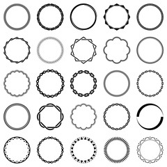Collection of Round Decorative Border Frames with Clear Background. Ideal for vintage label designs.