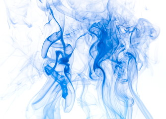 Blue smoke on white background