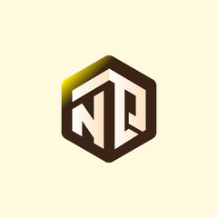 N Q Initial letter hexagonal logo vector