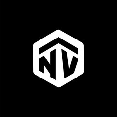 NV Initial letter hexagonal logo vector
