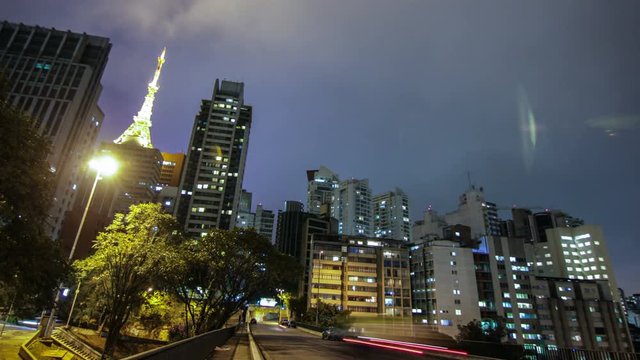 Sao Paulo - JULY 19, 2015 - Timelapse of Brazil's largest city , a metropolis that never sleeps. Strolling through the center , theaters, streets and busy avenues , of this beautiful city